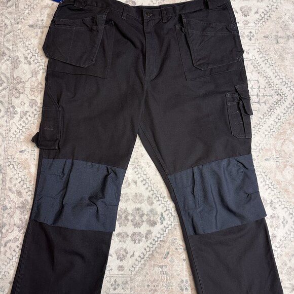 Blaklader Work Pants Men’s 50x30 Gray Blue Workwear Double Knee Cargo Loose Plus - Picture 1 of 16